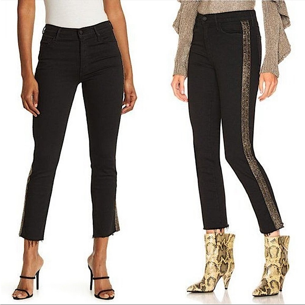 Mother The Rascal Black Metallic Side black denim 30